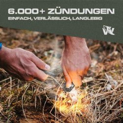 ODENWOLF Feuerstahl Outdoor Halskette - Firestarter Magnesium als Anhänger - Feuerstahl Klein ideal geeignet für Survival und