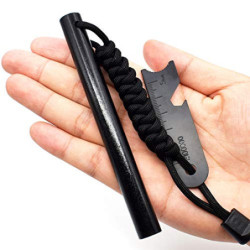 makstore XL Feuerstahl Feuerstarter Feuerstein Firesteel Set für Wildnis Überleben Camping Hiking 13cmx1,3cm Schwarz 