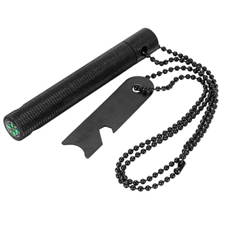 Grenhaven Feuerstein Feuerstahl im robusten Alugehäuse Silber oder Schwarz Feuerstarter Stift Länge 6 cm 9.000…