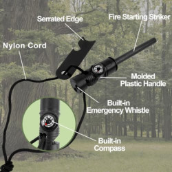 MOSTFUN Feuerstahl Feuerstein Survival Set, Wasserfester Magnesium-Feuerstarter mit Kompass Pfeife, Feuerstarter mit Paracord