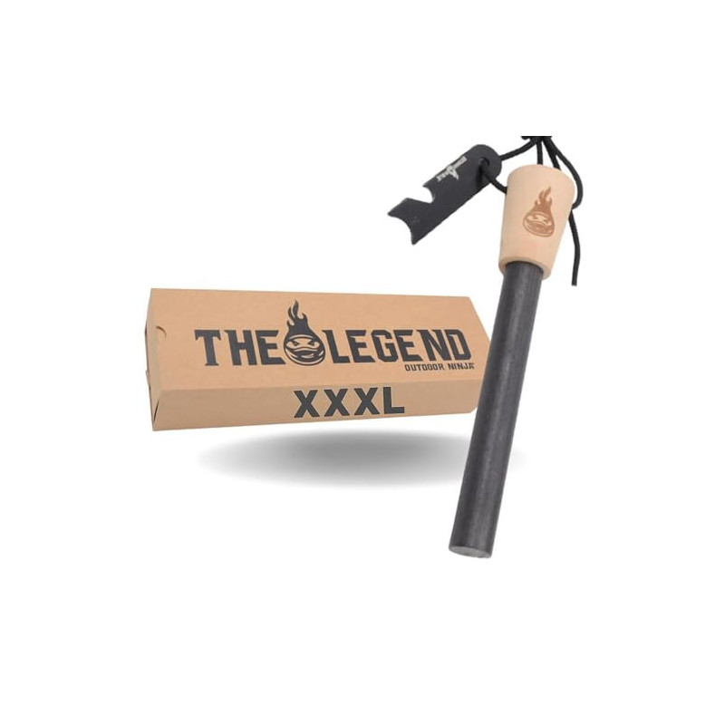 OUTDOOR NINJA Feuerstahl The Legend XXXL Bushcraft Feuerstahl für Wandern, Outdoor, Trekking, Camping und andere Outdoor Hobb OUTDOOR NINJA Feuerstahl The Legend XXXL Bushcraft Feuerstahl für Wandern, Outdoor, Trekking, Camping und andere Outdoor Hobb