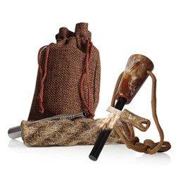 CampFeuer Feuerstahl Set mit Feuerstarter, Paracord-Seil, Blasrohr, Zunder und Stoffbeutel | Notfallausrüstung, Survival Kit,