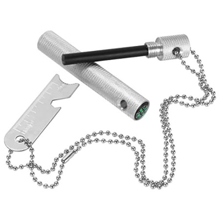 Grenhaven Feuerstein Feuerstahl im robusten Alugehäuse Silber oder Silber Feuerstarter Stift Länge 6 cm 9.000 Zündungen Survi