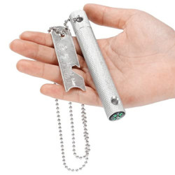 Grenhaven Feuerstein Feuerstahl im robusten Alugehäuse Silber oder Silber Feuerstarter Stift Länge 6 cm 9.000 Zündungen Survi