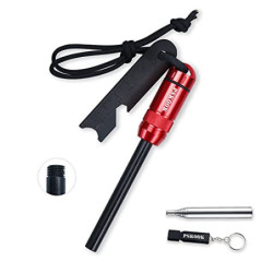 PSKOOK Survival Fire Starter Kit Store Feuerstarter Kit Premium Magnesium Ferrocium Rod Feuerstahl Erste Hilfe Kit- Enthält F
