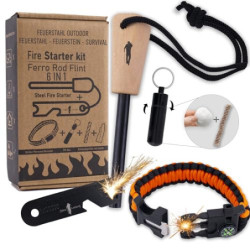 John Lossag-Feuerstahl Outdoor Set - Feuerstein, Kienspan, Überlebensausrüstung für Camping