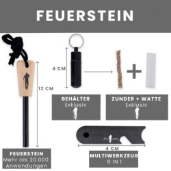 John Lossag-Feuerstahl Outdoor Set - Feuerstein, Kienspan, Überlebensausrüstung für Camping