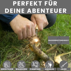 John Lossag-Feuerstahl Outdoor Set - Feuerstein, Kienspan, Überlebensausrüstung für Camping