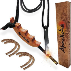 Abowllon Feuerstahl Outdoor mit Zunder für Feuerstahl Feuerstarter Set | Outdoor Feuerzeug | Anzünder Survival mit Griff | Ma