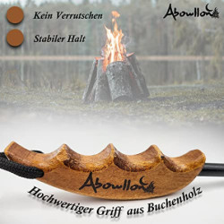 Abowllon Feuerstahl Outdoor mit Zunder für Feuerstahl Feuerstarter Set | Outdoor Feuerzeug | Anzünder Survival mit Griff | Ma