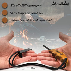 Abowllon Feuerstahl Outdoor mit Zunder für Feuerstahl Feuerstarter Set | Outdoor Feuerzeug | Anzünder Survival mit Griff | Ma