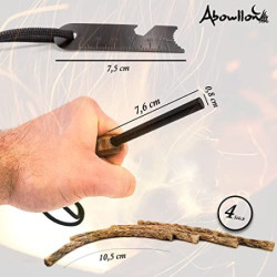 Abowllon Feuerstahl Outdoor mit Zunder für Feuerstahl Feuerstarter Set | Outdoor Feuerzeug | Anzünder Survival mit Griff | Ma
