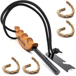 Abowllon Feuerstahl Outdoor mit Zunder für Feuerstahl Feuerstarter Set | Outdoor Feuerzeug | Anzünder Survival mit Griff | Ma