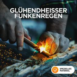 District North Feuerstahl M  8x0,8 cm  - Funktionaler Feuerstein mit starkem Funkenflug - Bushcraft Feuerstab mit elastischem