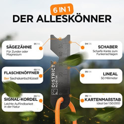 District North Feuerstahl M  8x0,8 cm  - Funktionaler Feuerstein mit starkem Funkenflug - Bushcraft Feuerstab mit elastischem