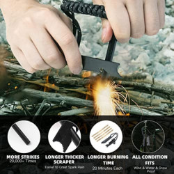 Survival-Werkzeug, Feueranzünder, Ferro-Ruten-Feuerstarter-Set und Rucksackreisen, Multifunktionswerkzeug, Feuerstarter, Surv