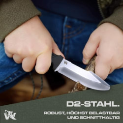 Wolfgangs W-KIDS - Schnitzmesser Kinder mit Süßem Kindermesser Führerschein - Outdoor Kinder Messer Set mit Scheide und Feuer