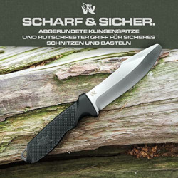 Wolfgangs W-KIDS - Schnitzmesser Kinder mit Süßem Kindermesser Führerschein - Outdoor Kinder Messer Set mit Scheide und Feuer