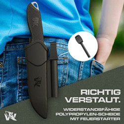 Wolfgangs W-KIDS - Schnitzmesser Kinder mit Süßem Kindermesser Führerschein - Outdoor Kinder Messer Set mit Scheide und Feuer