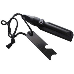 geddid Feuerstarter Feuerstein für Survival Camping Outdoor Bushcraft im Kunststoffgehäuse mit Metallschaber, Kompass, Flasch