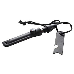 geddid Feuerstarter Feuerstein für Survival Camping Outdoor Bushcraft im Kunststoffgehäuse mit Metallschaber, Kompass, Flasch