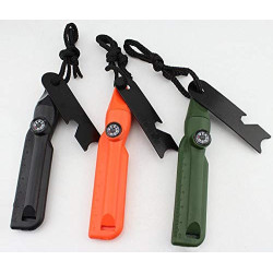 geddid Feuerstarter Feuerstein für Survival Camping Outdoor Bushcraft im Kunststoffgehäuse mit Metallschaber, Kompass, Flasch