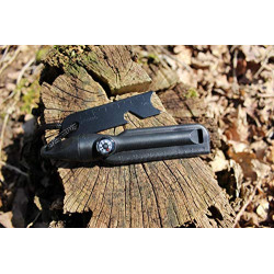 geddid Feuerstarter Feuerstein für Survival Camping Outdoor Bushcraft im Kunststoffgehäuse mit Metallschaber, Kompass, Flasch
