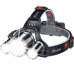 Blukar Stirnlampe LED Wiederaufladbar, Superhell 8000 Lumen Zoombar Kopflampe mit 5 Lichtmodi & Rotlicht, IPX6 Wasserdicht, 9
