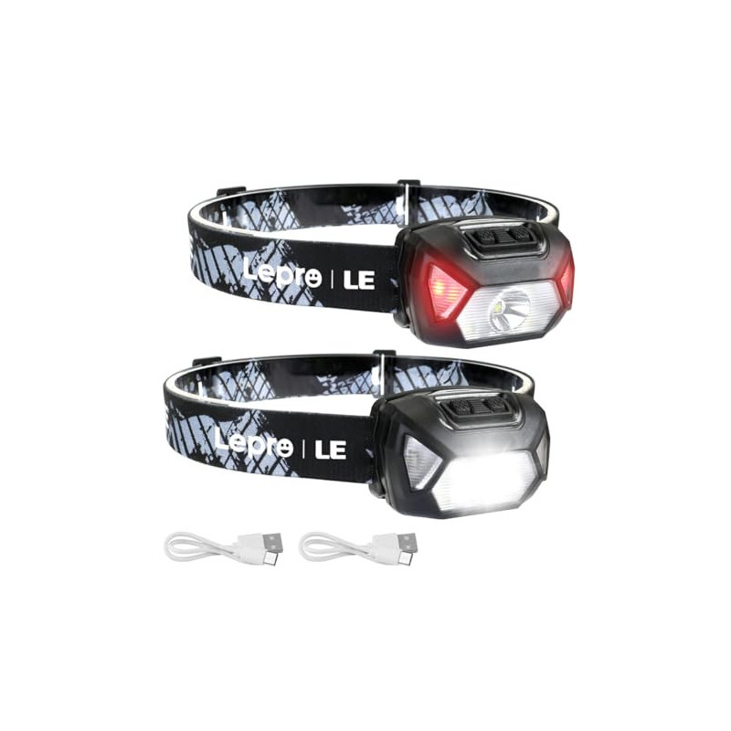 LE Stirnlampe LED Wiederaufladbar, 2000 Lux Superhell Kopflampe Stirnlampe mit Rotlicht und 6 Lichtmodi, IPX4 Wasserdicht Lei LE Stirnlampe LED Wiederaufladbar, 2000 Lux Superhell Kopflampe Stirnlampe mit Rotlicht und 6 Lichtmodi, IPX4 Wasserdicht Lei