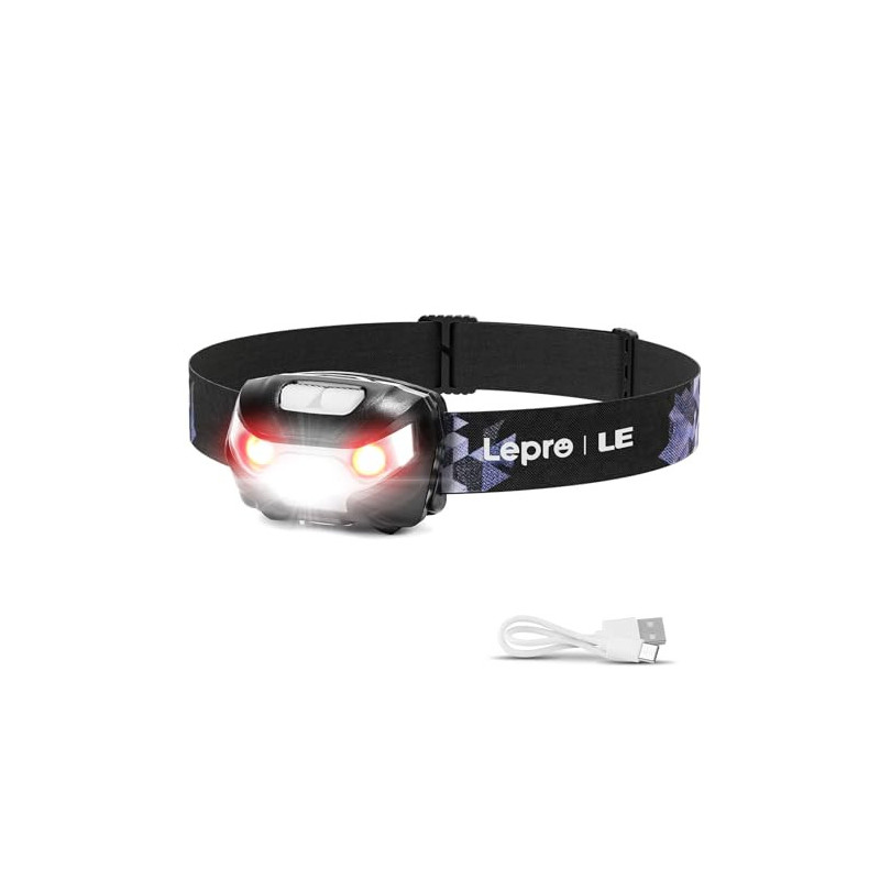 LE Stirnlampe LED Wiederaufladbar, USB Kopflampe 1300 Lux mit Rotlicht& 5 Lichtmodi, IPX4 Wasserdichte Mini Stirnlampe für Ki LE Stirnlampe LED Wiederaufladbar, USB Kopflampe 1300 Lux mit Rotlicht& 5 Lichtmodi, IPX4 Wasserdichte Mini Stirnlampe für Ki