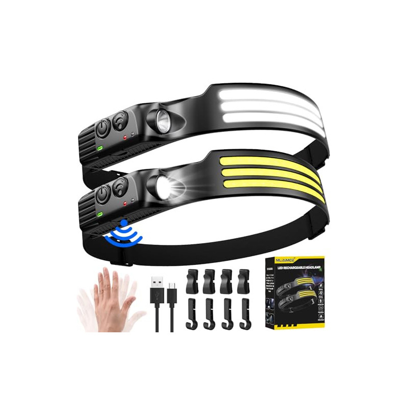 Stirnlampe Led Wiederaufladbar,3000 Lumens Superhell 230°Weitwinkel 3*LED Weiß Licht Sensor Kopflampe Stirnlampe,IPX5 Wasserd Stirnlampe Led Wiederaufladbar,3000 Lumens Superhell 230°Weitwinkel 3*LED Weiß Licht Sensor Kopflampe Stirnlampe,IPX5 Wasserd