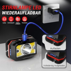 Winzwon USB Wiederaufladbare LED Stirnlampe Kopflampe, Wasserdicht Leichtgewichts Mini stirnlampen Perfekt fürs Laufen, Jogge