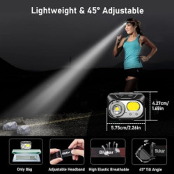 Blukar Stirnlampe LED Wiederaufladbar, Superhelle Kopflampe Stufenlos Dimmbar, 5 Normalmodi & 5 Sensormodi & Rotlicht, IPX5 W