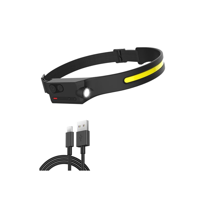 Pristar LED Stirnlampe Wiederaufladbar, Kopflampe Stirnlampes Aufladbar Wasserdicht USB COB Lampe Stirnband 5 Modi Gobeam 230