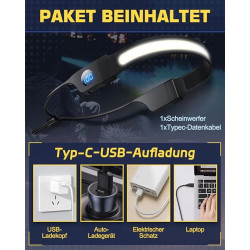 Stirnlampe LED Wiederaufladbar mit Digitalanzeige, 500 Lumen Superhell Kopflampe, 3 Modi & 230° Weitwinkel, IPX4 Wasserdicht,