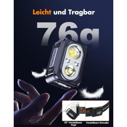 ISEYOU Stirnlampe LED Wiederaufladbar, Superhell Kopflampe mit Rotlicht & 5 Lichtmodi, Gestensensor & IPX4 Wasserdichte, USB 