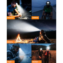 ISEYOU Stirnlampe LED Wiederaufladbar, Superhell Kopflampe mit Rotlicht & 5 Lichtmodi, Gestensensor & IPX4 Wasserdichte, USB 