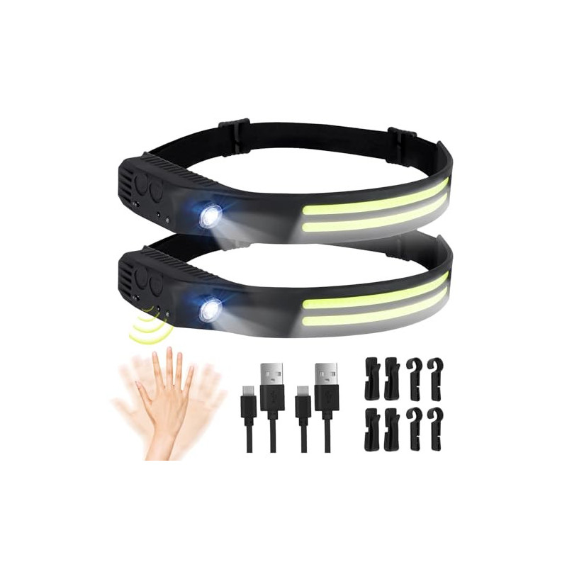 Winthai Stirnlampe Led Wiederaufladbar, 2 SuperHell 450 Lux Mit 5 Modi 1500mAh Kopflampe, 230°Ultra Weitwinkel Stirnlampe Led Winthai Stirnlampe Led Wiederaufladbar, 2 SuperHell 450 Lux Mit 5 Modi 1500mAh Kopflampe, 230°Ultra Weitwinkel Stirnlampe Led