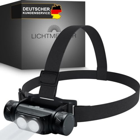 LICHTMEISTER® Stirnlampe  1000 Lumen, 3600 mAh Akku  - Stirnlampe LED wiederaufladbar - extrem helle Kopflampe - Stirnlampe L