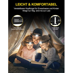 CIRYCASE Stirnlampe Frontscheinwerfer, Ultraleichte Kopflampe Stirnlampe LED Wiederaufladbar mit Rotlicht & 5 Lichtmodi für E
