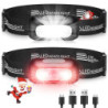 EOIWUY Stirnlampe, [2 Stück] Stirnlampe LED Wiederaufladbar Superhelle mit 5 Modi, Weißes und Rotes Licht & IPX4 Wasserdicht,