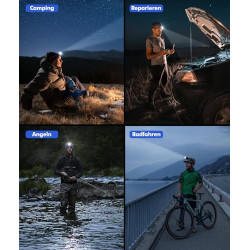 EOIWUY Stirnlampe, [2 Stück] Stirnlampe LED Wiederaufladbar Superhelle mit 5 Modi, Weißes und Rotes Licht & IPX4 Wasserdicht,