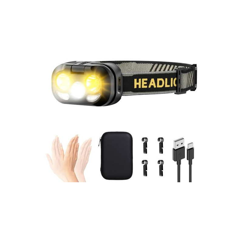 Stirnlampe aufladbar LED kleine Kopflampe 4000 Lumen Taschenlampe Hohe Lumen Superhell Stufenlos Dimmbar mit 8 Modi Leselicht