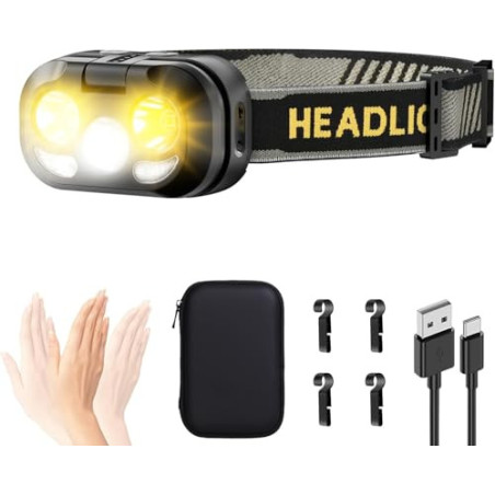 Stirnlampe aufladbar LED kleine Kopflampe 4000 Lumen Taschenlampe Hohe Lumen Superhell Stufenlos Dimmbar mit 8 Modi Leselicht