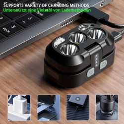 Stirnlampe aufladbar LED kleine Kopflampe 4000 Lumen Taschenlampe Hohe Lumen Superhell Stufenlos Dimmbar mit 8 Modi Leselicht