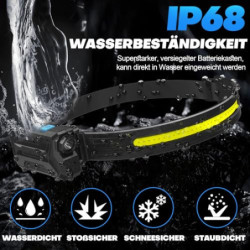 Sogdeco Stirnlampe LED Wiederaufladbar, 2 Stück 230° Weitwinkel 7 Modi Superhelle Stirnlampe, 22 Stunden Laufzeit, Sensor und
