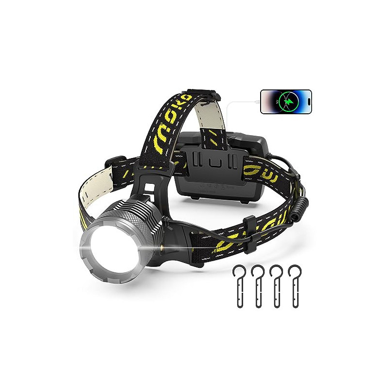 MoKo Stirnlampe LED Wiederaufladbar, Superhell 50000 Lumen & 10200 mAh Grosse Kapazität AKKU, 8 Lichtmodi, IP68 Wasserdicht 9 MoKo Stirnlampe LED Wiederaufladbar, Superhell 50000 Lumen & 10200 mAh Grosse Kapazität AKKU, 8 Lichtmodi, IP68 Wasserdicht 9