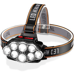 DAWINSIE Stirnlampe LED Wiederaufladbar USB, 8 LED Kopflampe 4 Modi, Wasserdicht, Perfekt für Arbeit, Outdoor, Camping, Wande