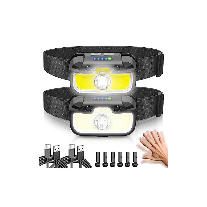 Hyted Stirnlampe LED Wiederaufladbar,USB C Speicherfunktion Sensor Stirnlampen 2 Stück,Superhelle 2000 Lumens 14 Modi,IPX5 Wa Hyted Stirnlampe LED Wiederaufladbar,USB C Speicherfunktion Sensor Stirnlampen 2 Stück,Superhelle 2000 Lumens 14 Modi,IPX5 Wa