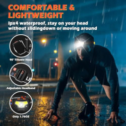 Hyted Stirnlampe LED Wiederaufladbar, 2 Stück 2000 Lumens Superhelle Sensor LED Stirnlampe Kopflampe, 14 Lichtmodi, Wasserdic